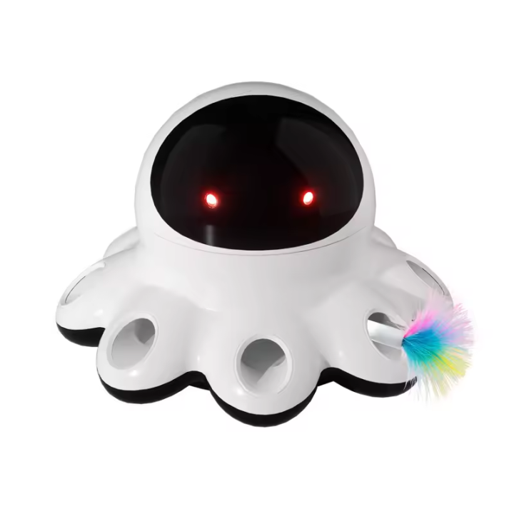Automatic Laser Pointer Cat Toy 8 Holes Mice Whack A Mole Moving Feather Kitten Laser Toy for Indoor Cats Interactive Cats Toys