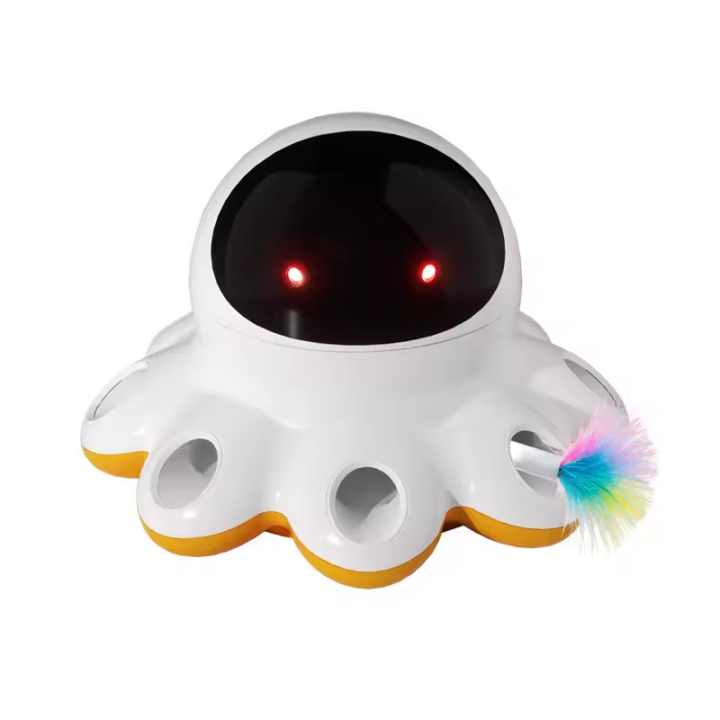 Automatic Laser Pointer Cat Toy 8 Holes Mice Whack A Mole Moving Feather Kitten Laser Toy for Indoor Cats Interactive Cats Toys