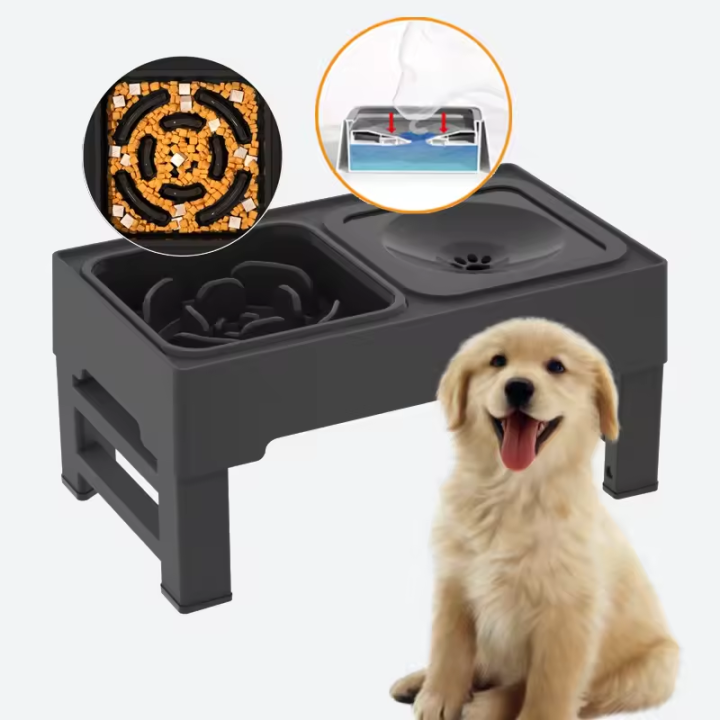 Customized Elevated Dog Food Bowl heigh adjustable Raised Dog Bowl with Three interchangeable food bowls