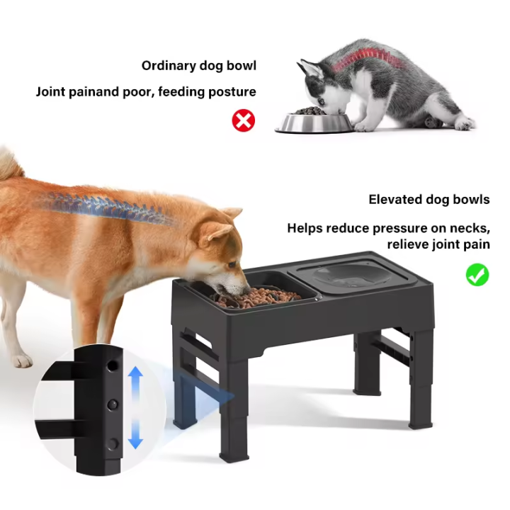 Customized Elevated Dog Food Bowl heigh adjustable Raised Dog Bowl with Three interchangeable food bowls