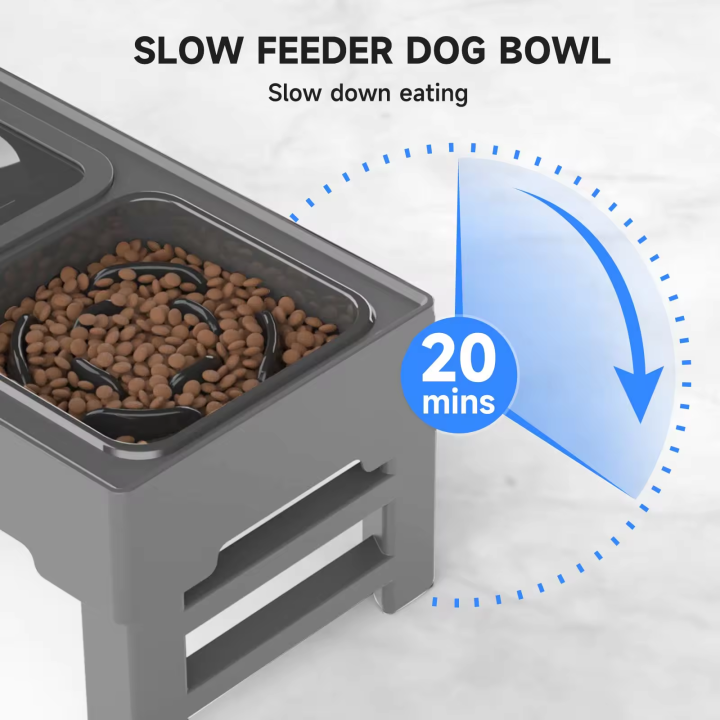 Customized Elevated Dog Food Bowl heigh adjustable Raised Dog Bowl with Three interchangeable food bowls