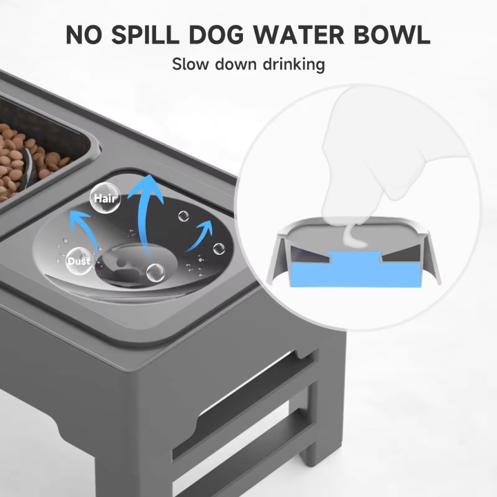 Customized Elevated Dog Food Bowl heigh adjustable Raised Dog Bowl with Three interchangeable food bowls
