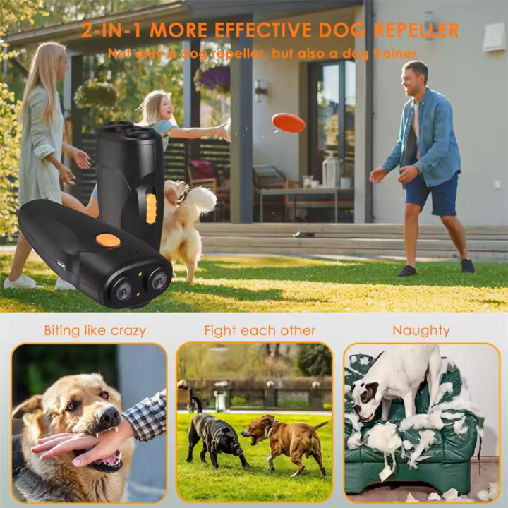 High-Power Ultrasonic Dual Sensor Anti Barking Device With Training/Deterrent Modes Dog Whistle to Stop Barking Device