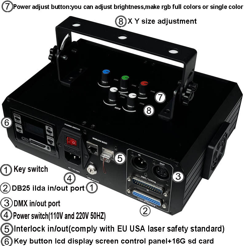 Ilda Dmx SD Card Text Animation Laser Projector Rgb Laser 4W 6W