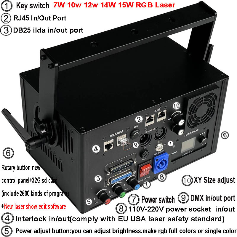Text Projector 10W Ilda Dmx SD Card Text Animation Laser Projector Rgb Laser