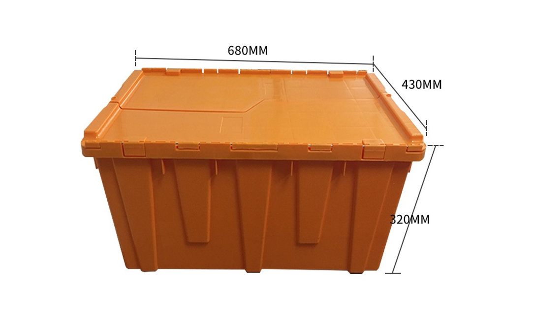 Heavy Duty Plastic Moving Boxes Attached Lid Containers Industrial Moving Tote Box For Warehouse  