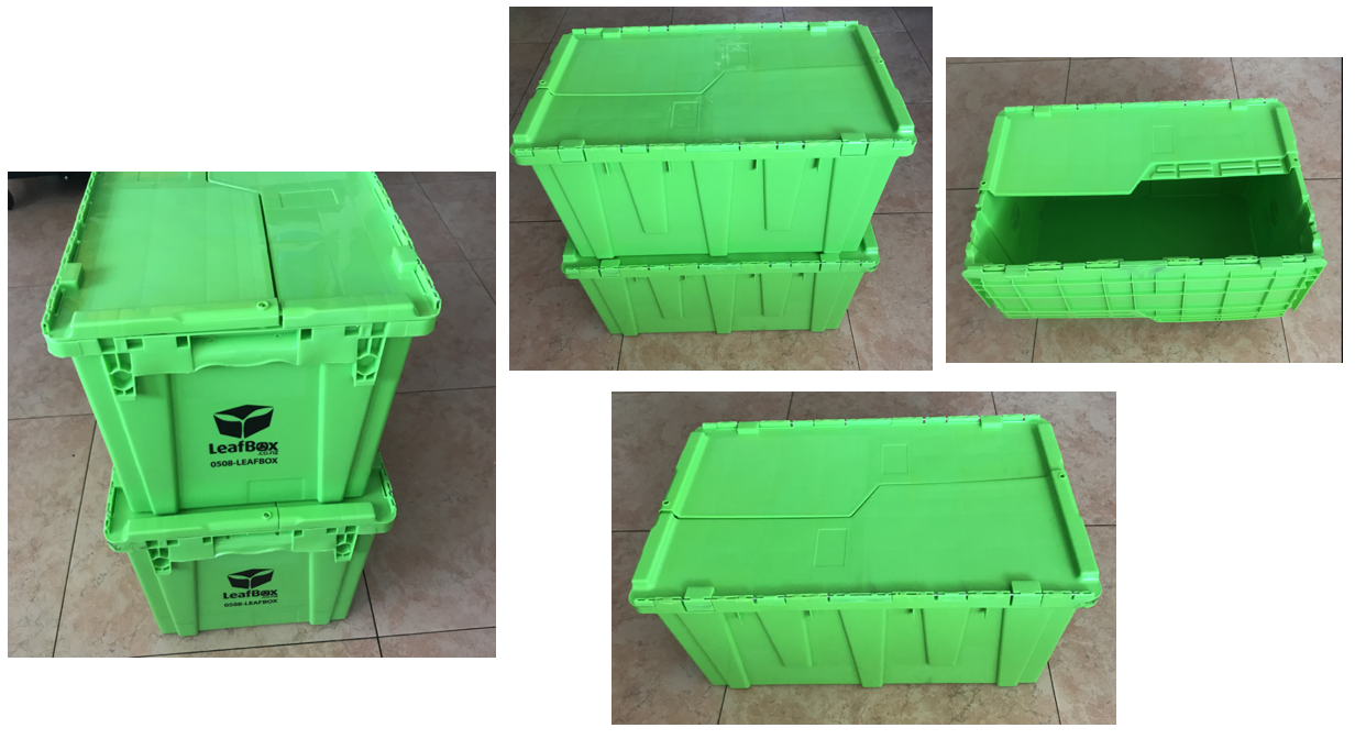 Stacked Plastic Moving Box with Interlock Lid  