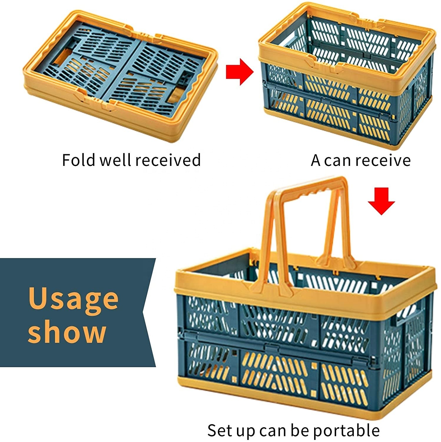 Plastic basket picnic basket storage folding basket  
