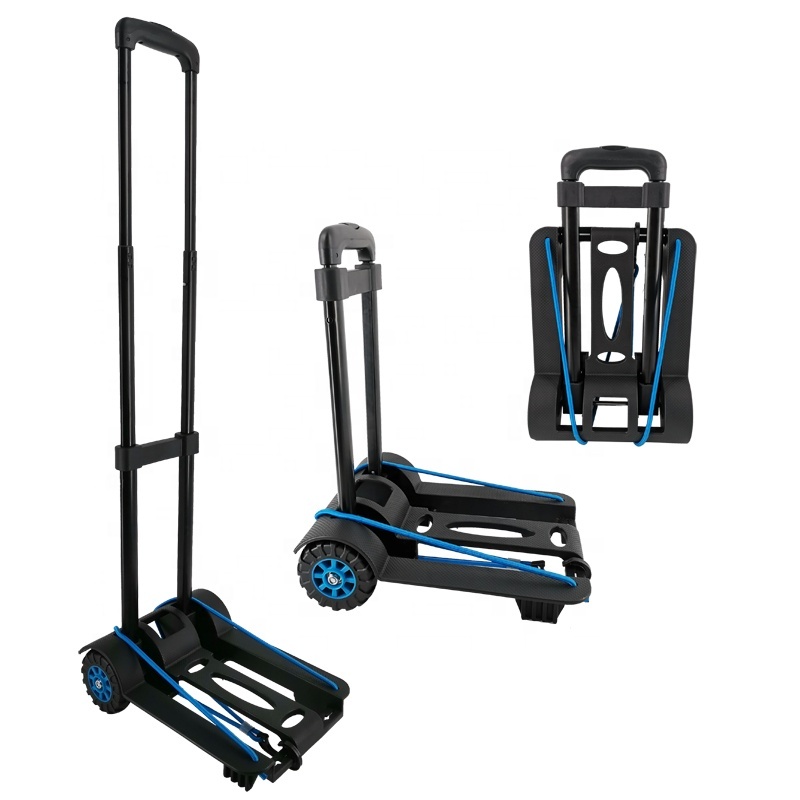 Lightweight Plastic Carrier Trolley Folding Hand Truck with 2 wheels for Shopping  