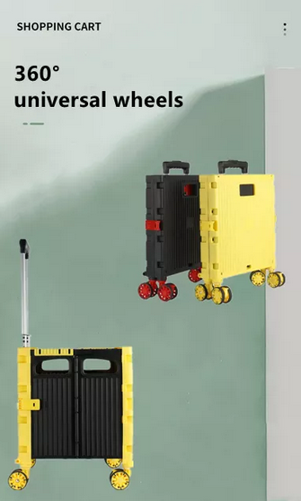 360 degrees 4 wheels Folding shopping cart Universal wheel trolley with brake  