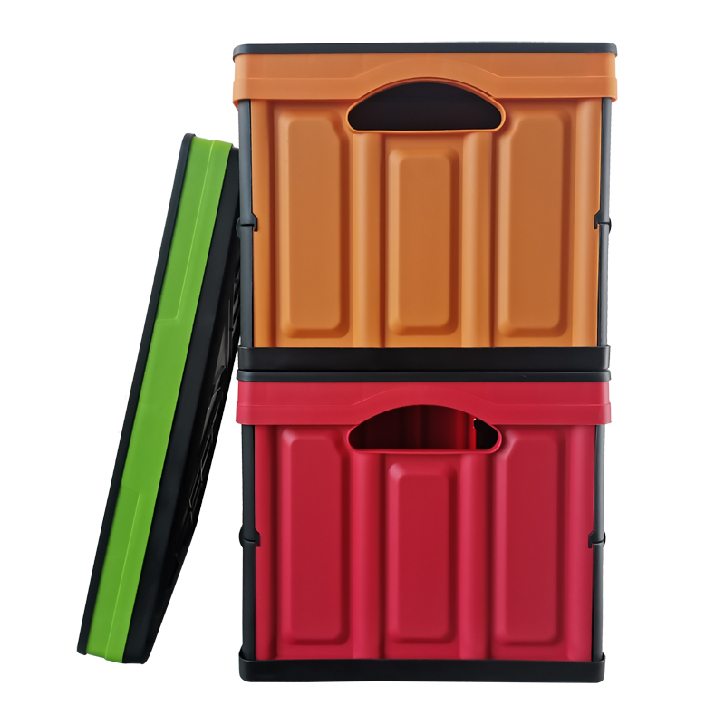 50L outdoor camping folding storage box  waterproof wooden lid full color storage box  