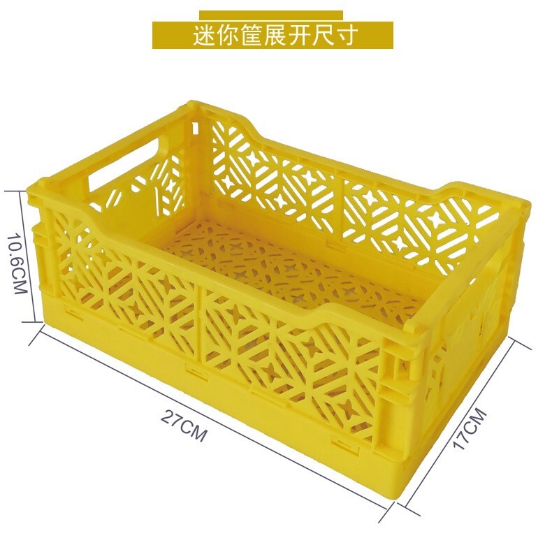 Mini Folding Storage basket Collapsible Crate Plastic Folding Storage Box Basket Utility Cosmetic Container  