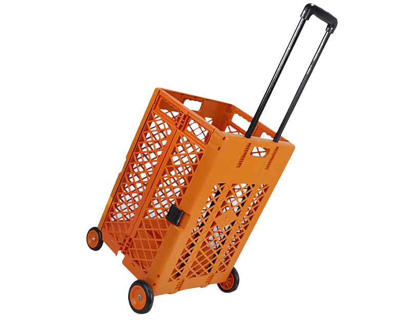 Large capacity supermarket shopping four wheeled cart  plastic folding  grid trolley  