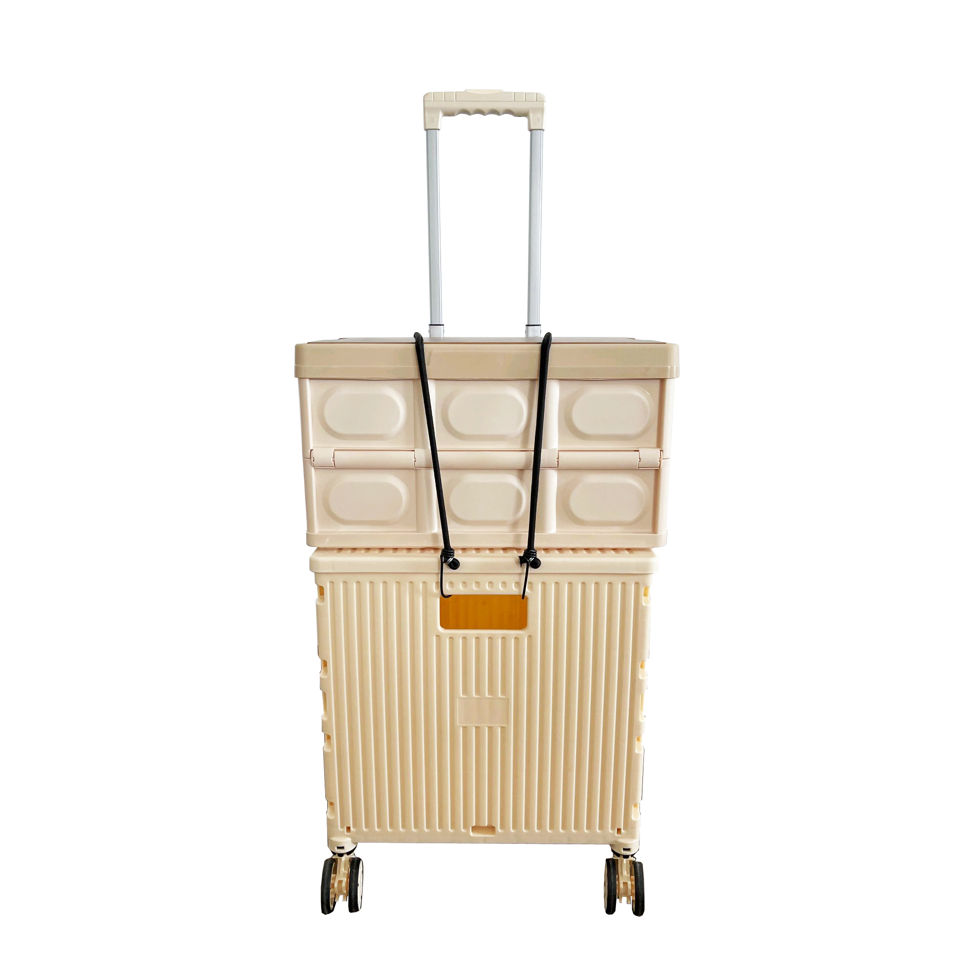 2022 Hot Sale Plastic Foldable Rolling Trolley Collapsible Cart Portable Storage Crate with Wheels for Supermarket  