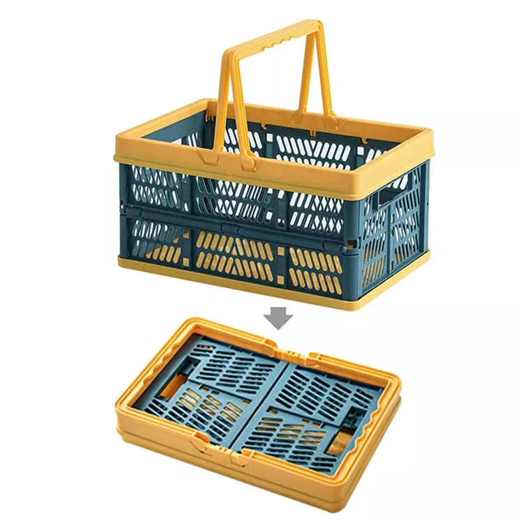 ZY-L1 plastic collapsible shopping basket with handles for picnic  