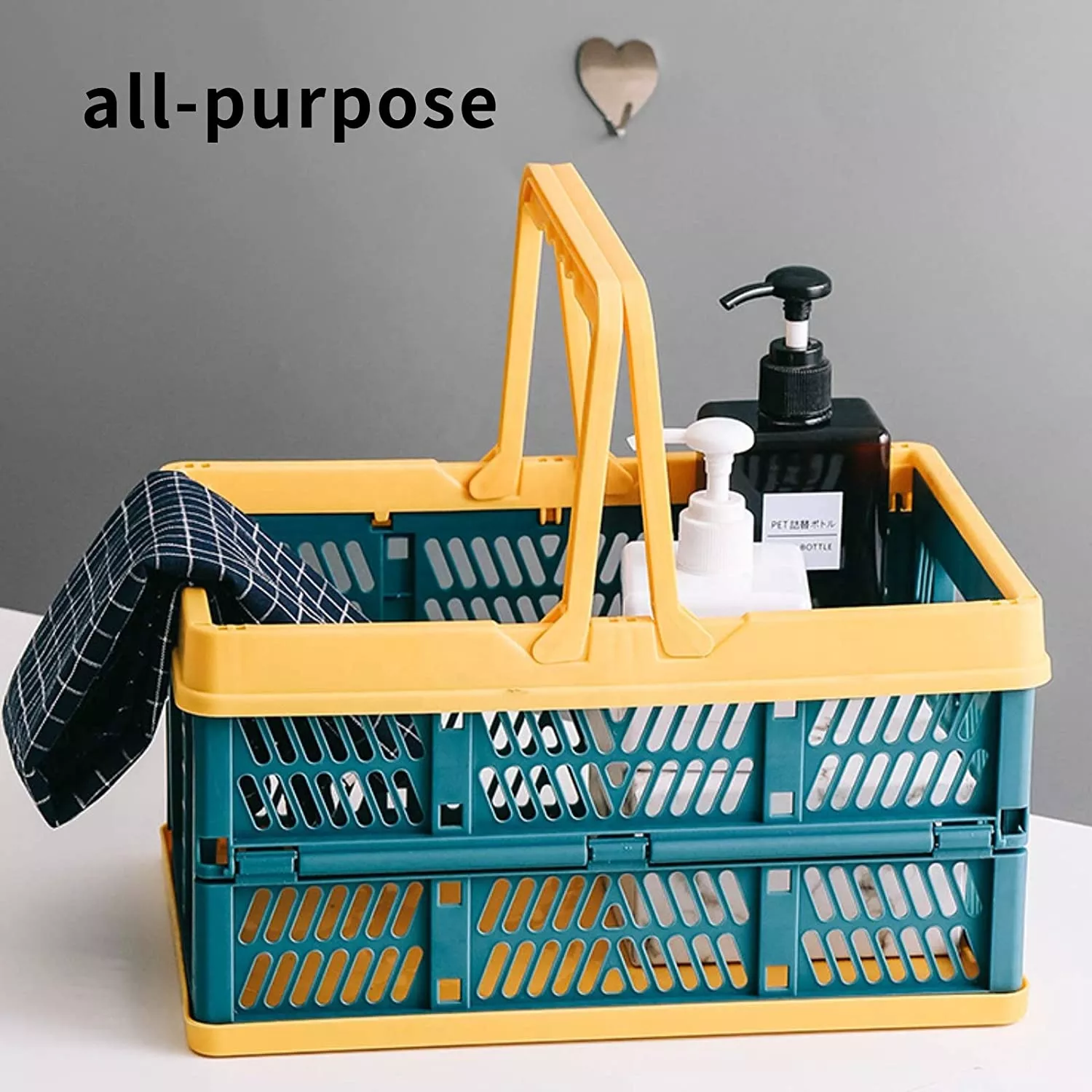 ZY-L1 plastic collapsible shopping basket with handles for picnic  