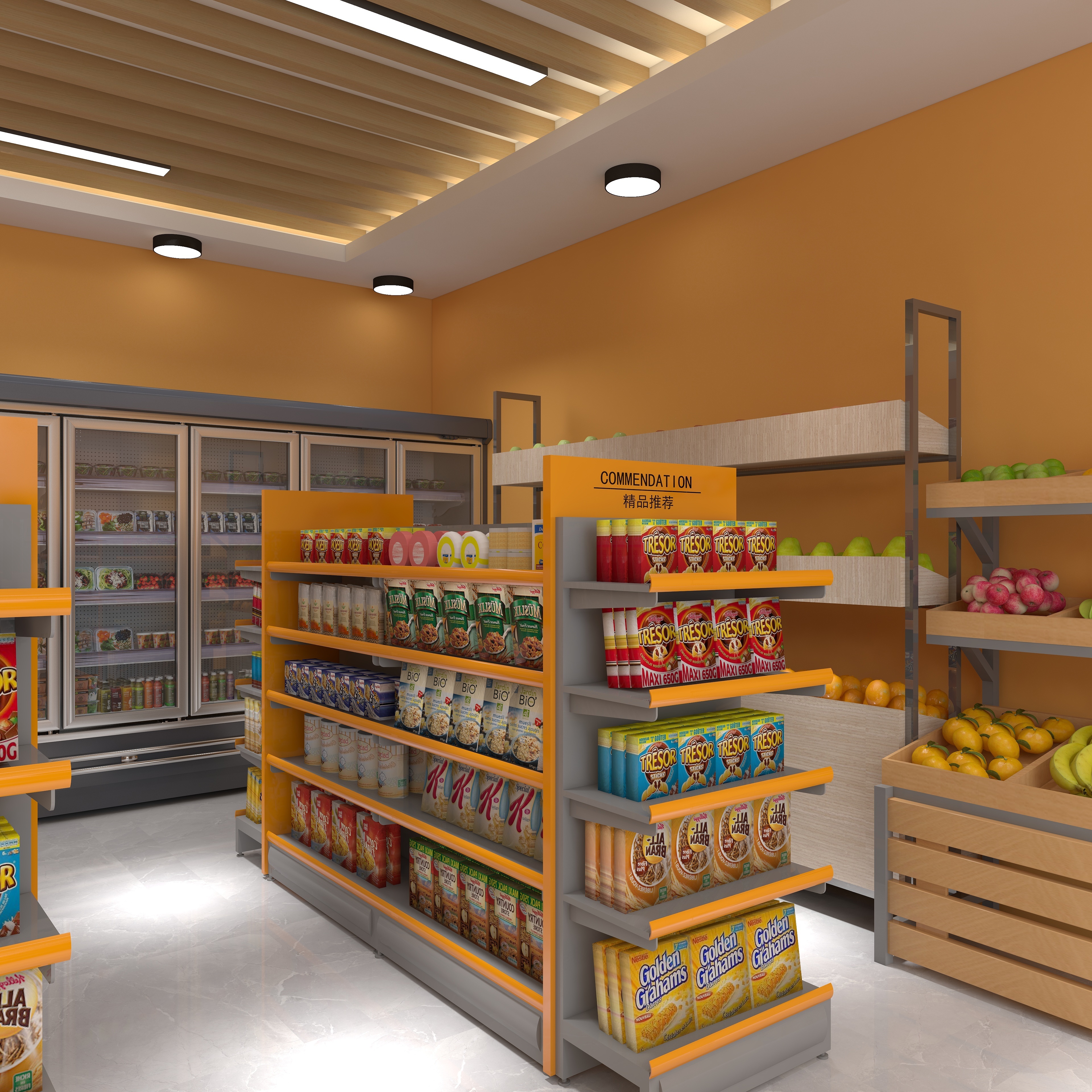 Layout design of modern supermarket and convenience storeinterior
