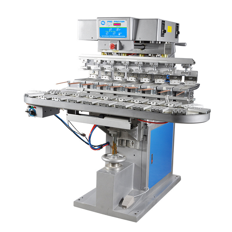 HX-M8c manufacturer pneumatic eight color  print pad machine, pad printing machine printer  