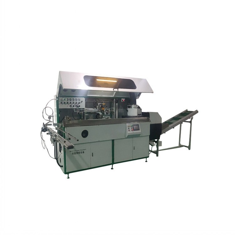 HS-ASPM4  2 color automatic UV LED glass bottle 4 color screen printing machine with uv dryer  