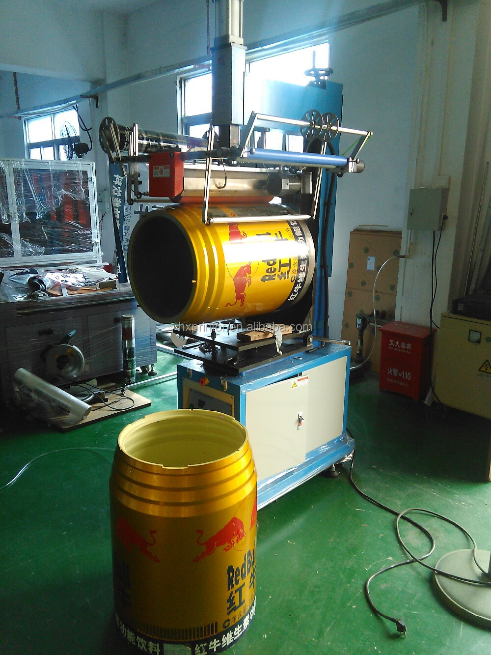 HP-L600A Manufacturer price semi- auto 100L drum bucket pail heat transfer machine for  barrel bbl Steel Drum  metal pail  