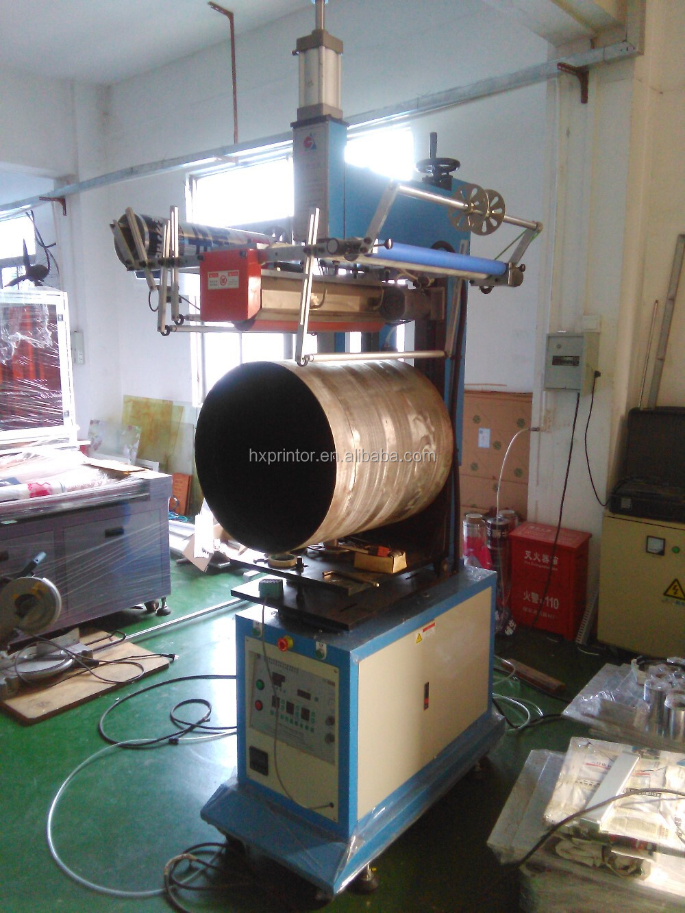 HP-L600A Manufacturer price semi- auto 100L drum bucket pail heat transfer machine for  barrel bbl Steel Drum  metal pail  