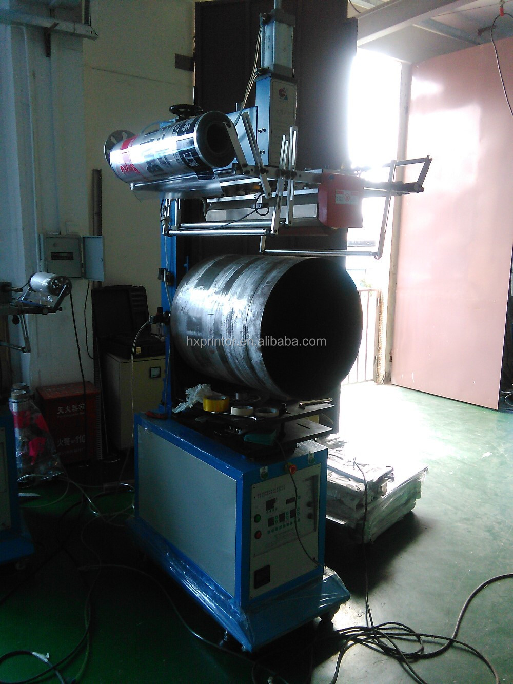 HP-L600A Manufacturer price semi- auto 100L drum bucket pail heat transfer machine for  barrel bbl Steel Drum  metal pail  