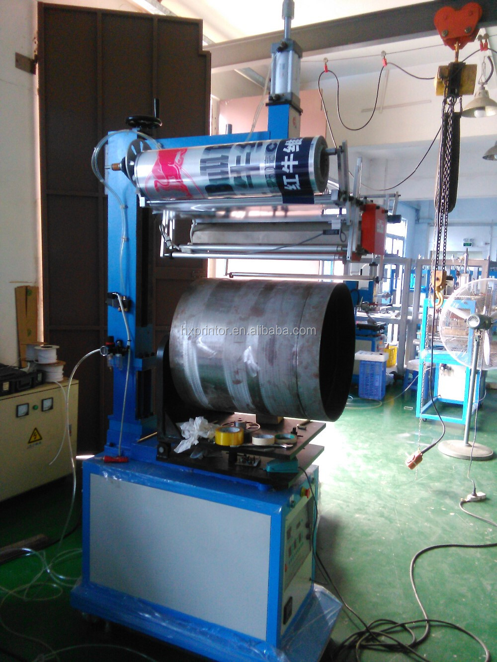 HP-L600A Manufacturer price semi- auto 100L drum bucket pail heat transfer machine for  barrel bbl Steel Drum  metal pail  