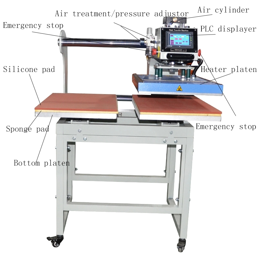 40*60 cm  four platen rotary pneumatic  heat press  transfer  for garment T shirt apparel  