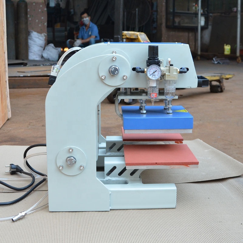 HT-QD2  20*20CM sliding pneumatic 2 station heat press machine for clothing and T-shirt  