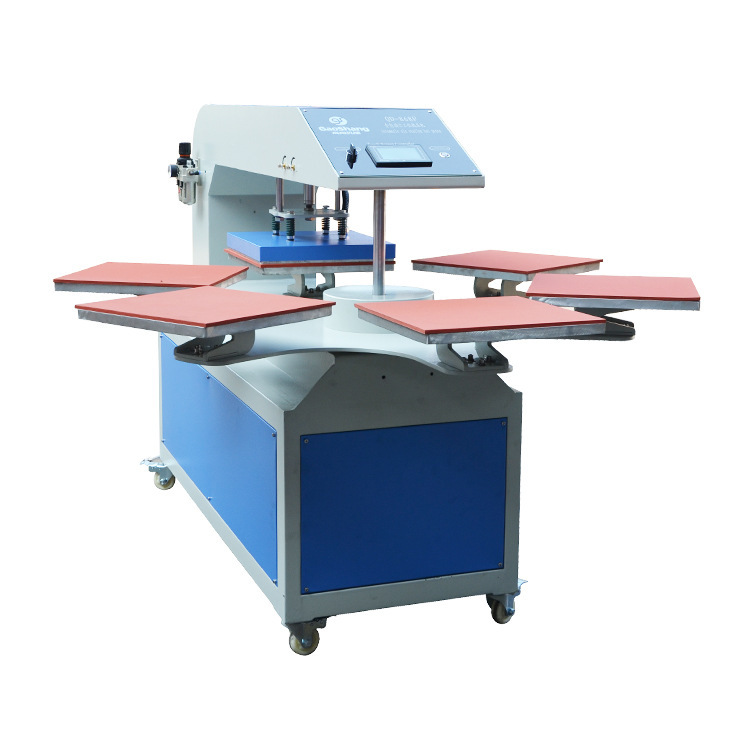 Six plate automatic T shirt  printing machine for garment  apparel ready made clothes  