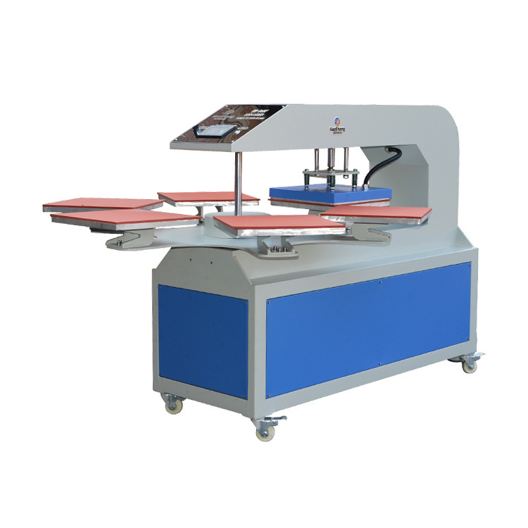 Six plate automatic T shirt  printing machine for garment  apparel ready made clothes  