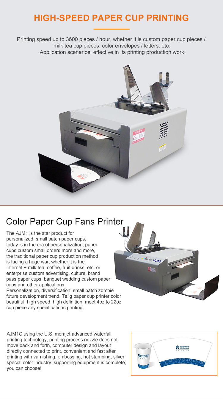 Telegroup AJM1 full color  paper cup fan printer   