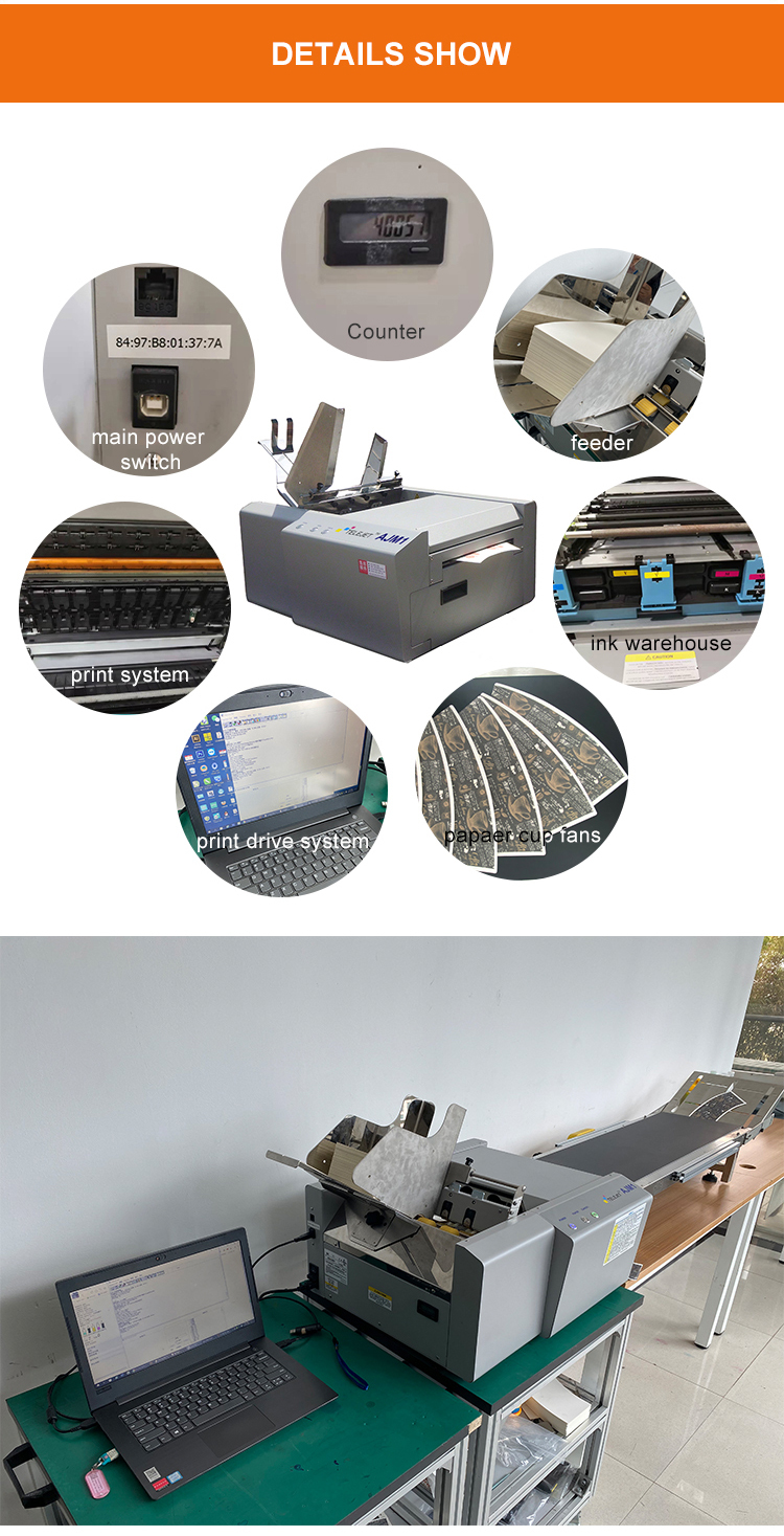 2022 New ajm1 paper cup fan printer printing machine color fan printer  