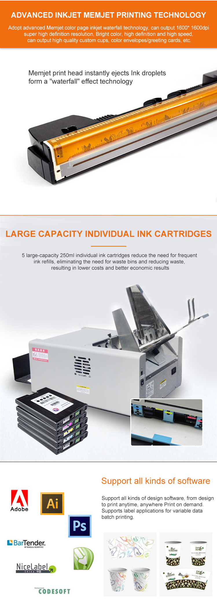 Full color memjet cmyk paper cup fan printer machine for fan paper cup printer pad printing machine  