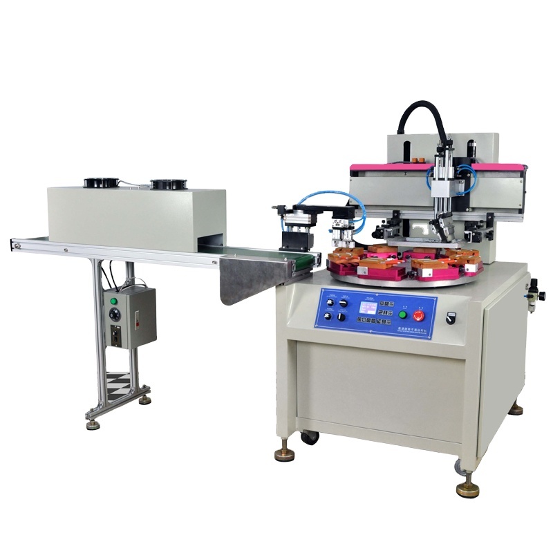 360 degree Rotary 4 station screen printer screen printing machine with automatic unloading  