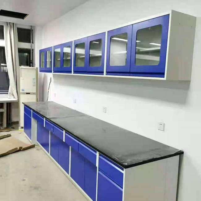 Black Colour Phenolic Resin Worktop Physics Lab Workbench With Storage Cabinet 