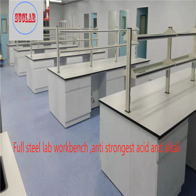 12.7mm Phenolic Resin Countertop Chemical Laboratory Bench With Storage Cabinet 