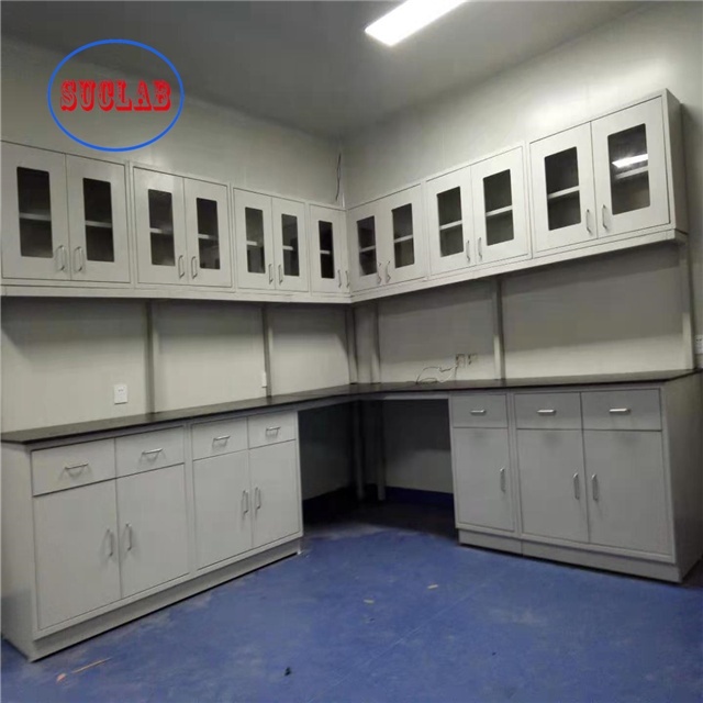 Strongest Acid and Alkali Resistant Steel Lab Side Casework With Wall Cabinet For College & Hospital Lab 