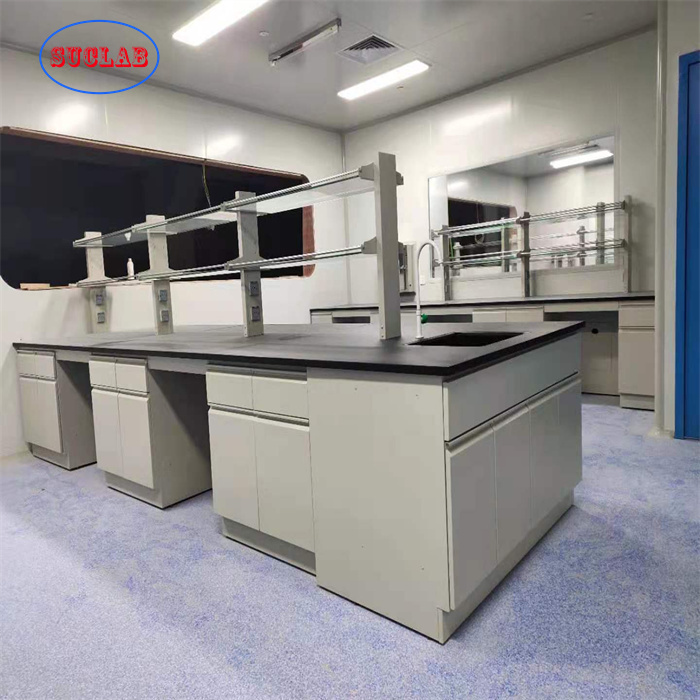 19mm Epoxy Resin Countertop Laboratory Workbench With Computer Space Computer Lab Furniture 