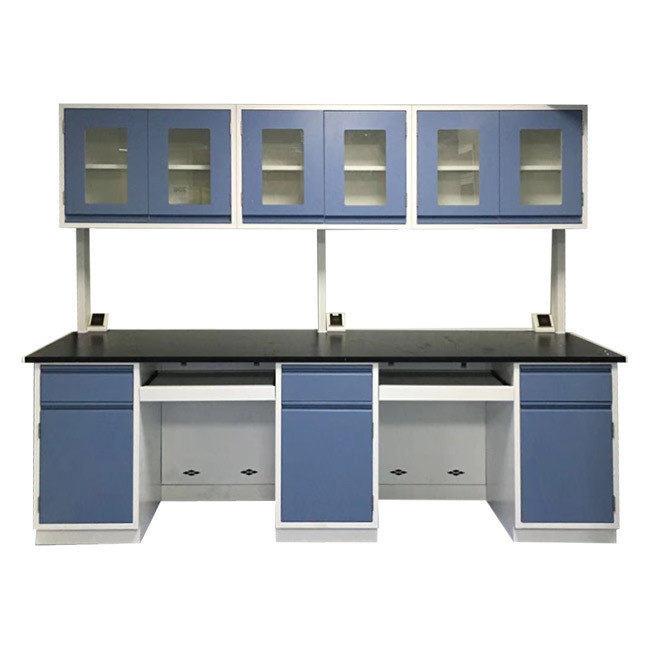Steel Dental Laboratory Bench Workstation With Wall Cabinet In Hospital Area 