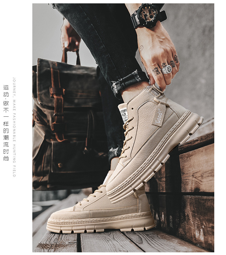  Winter high-top plus velvet thickened warm cotton shoes British trend Martin boots