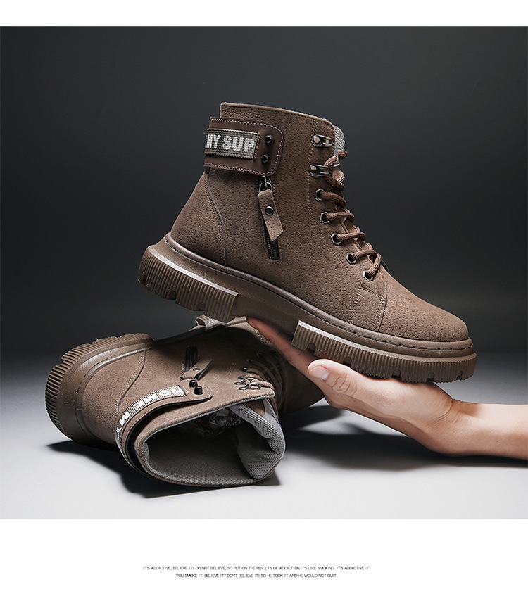 High-top fleece thickened warm cotton shoes British trend Martin boots