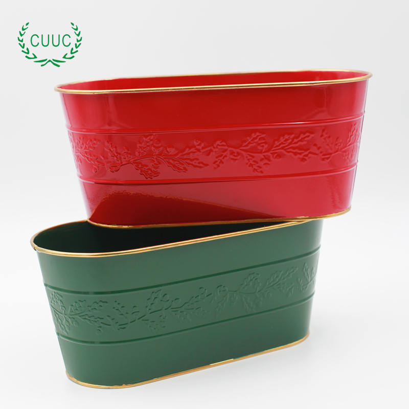 CUUC Metal Zinc Home Decor Embossed Flower Pot