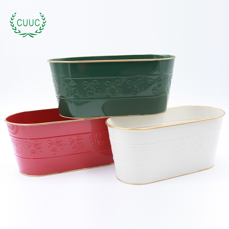 CUUC Metal Zinc Home Decor Embossed Flower Pot