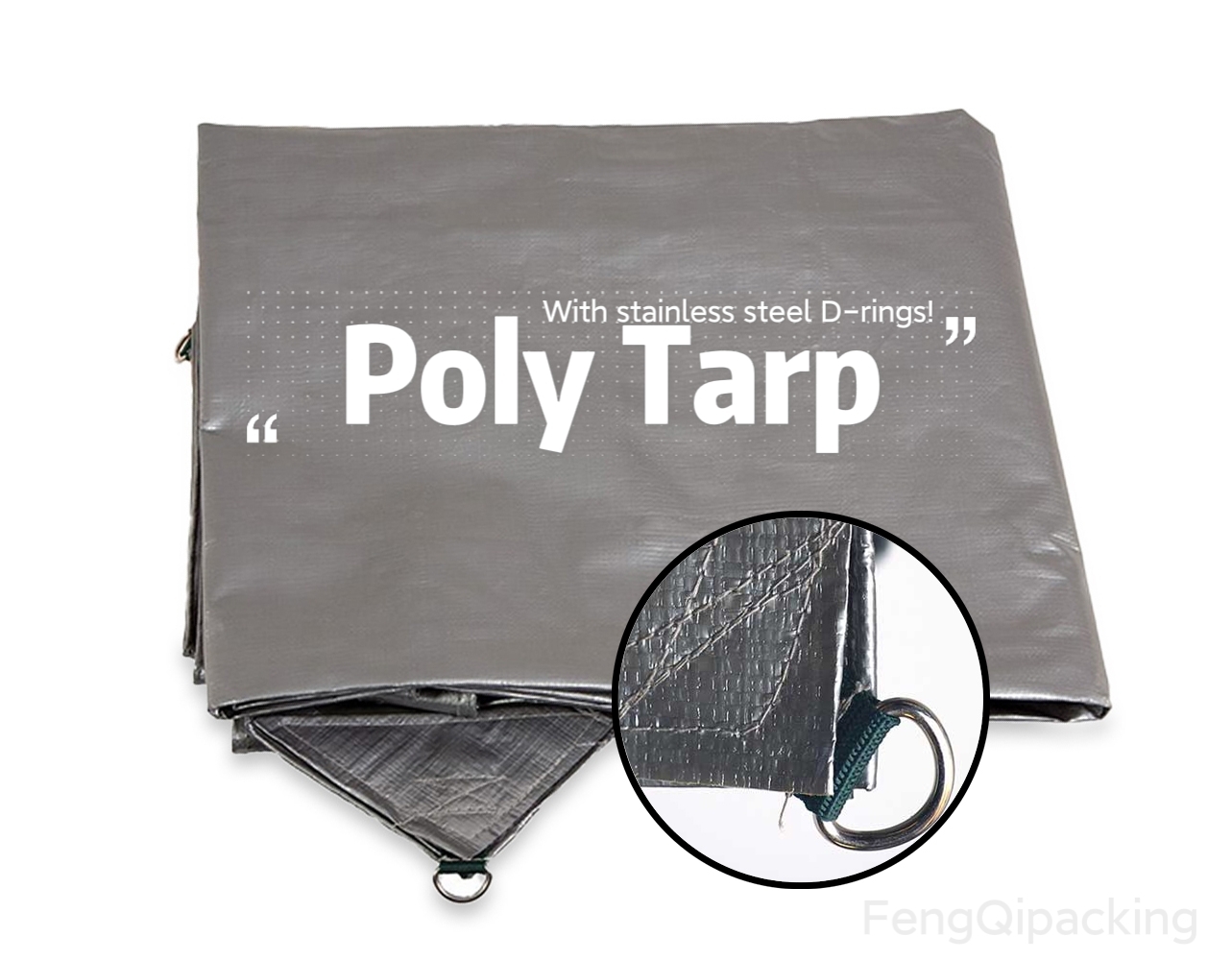 silver poly tarp with D-rings