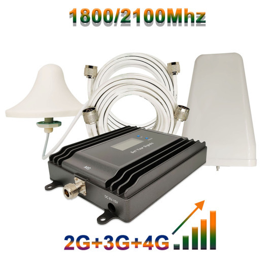 Amplificateur Signal 4G/3G/2G - 70dB Gain - 4 Bandes (800/900/1800/2100MHz) - Compatible Tous Opérateurs