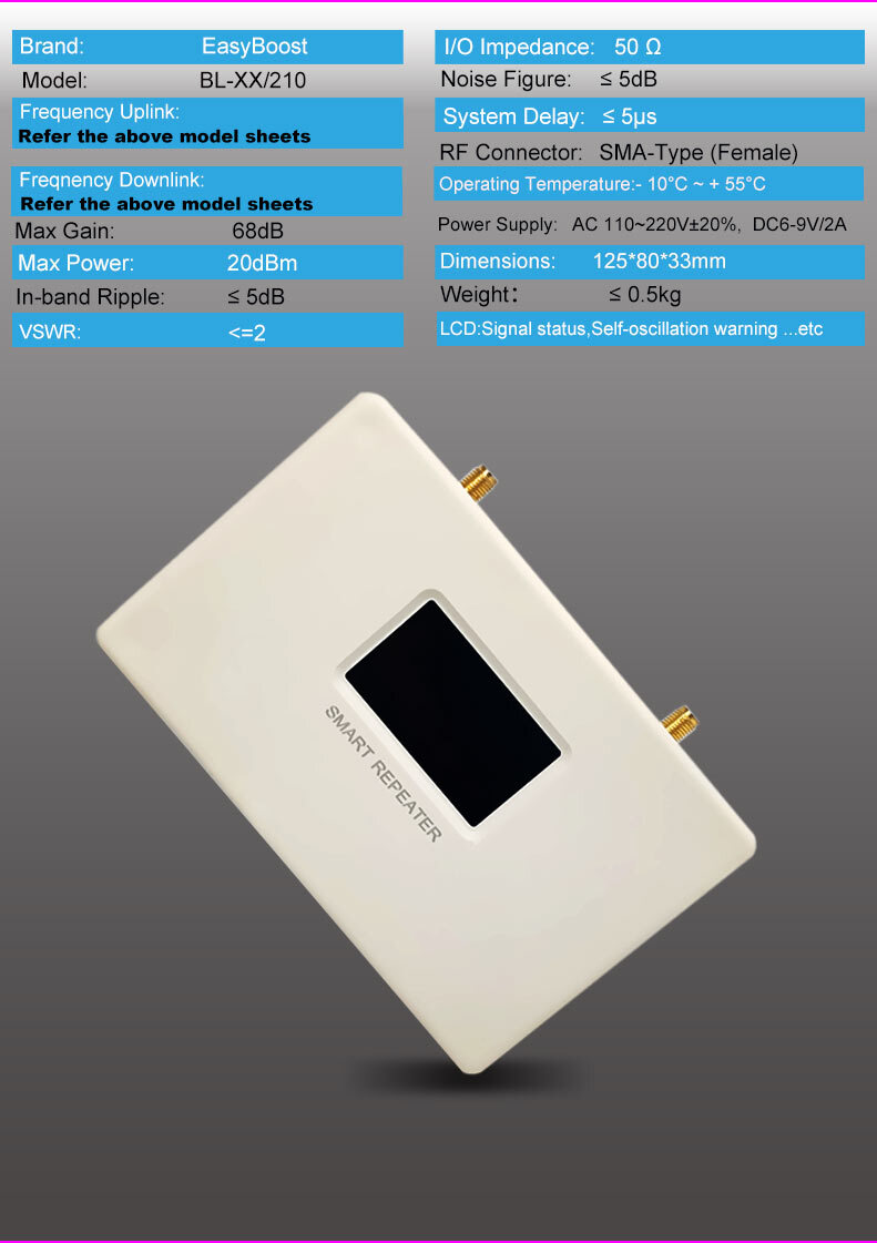 LTE 4G 800Mhz Band 20 Signal Booster Celullar Amplifier 4G Repeater LCD Display Bluetooth Connection WeChat App Monitor 
