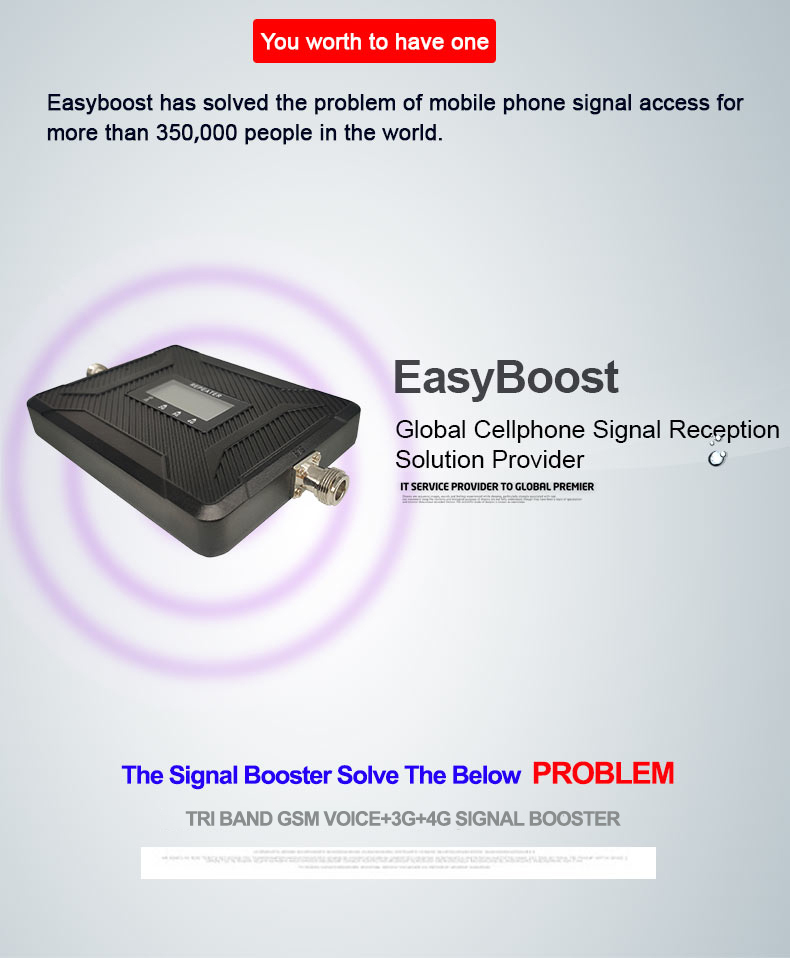 GSM900+3G 2100Mhz+2600Mhz 2G+3G+4G Signal Booster B8+B1+B7 Repeater Tri Band Booster GSM Celullar Amplifier Signal Enhancer With LCD Full Kit