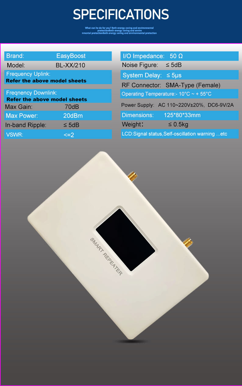 LTE 4G Signal Amplifier 800Mhz B20 5G SA Cellular Signal Booster Antenna 2G 4G Repeater Tuya App Monitoring