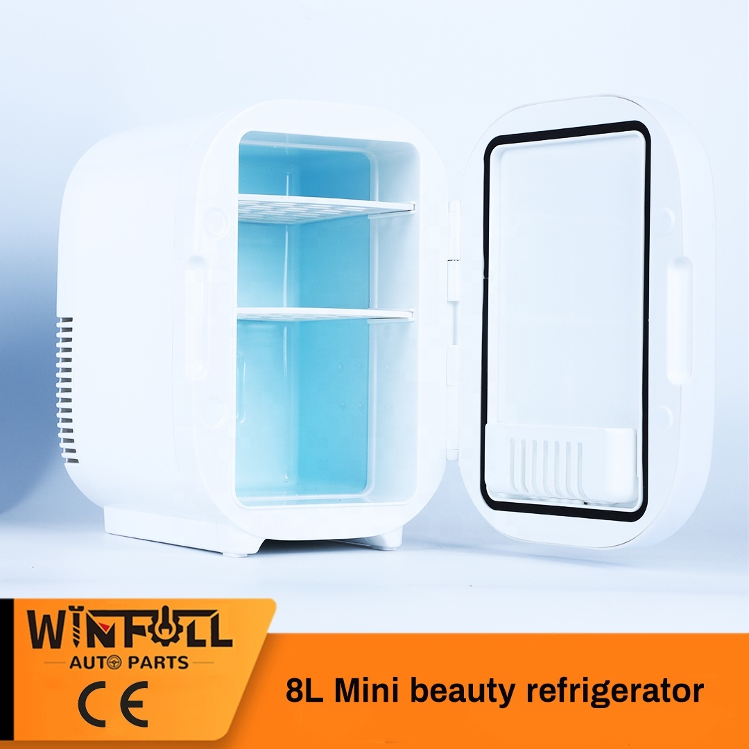Mini Fridge Beauty Refrigerator With Mirror & LED Lighting Food Refrigeration 8L High Capacity Skin Care, Makeup Storage